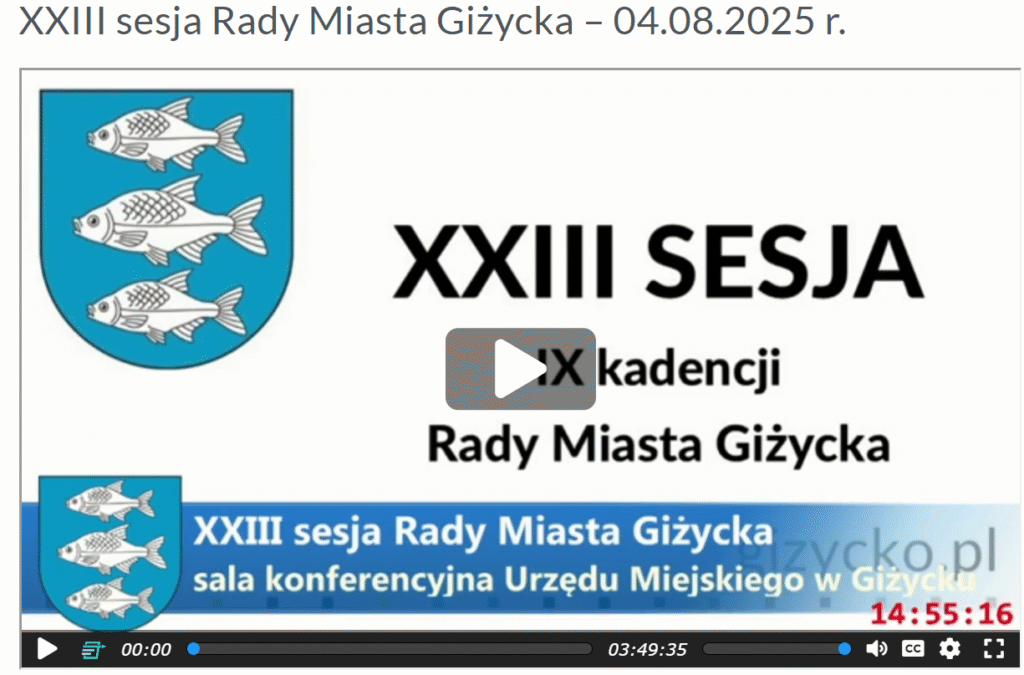 Sesje rady miasta Giżycko online