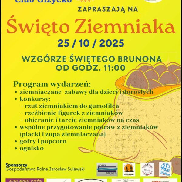 📅 25.10.2025📍 Wzgórze Świętego Brunona, GiżyckoŚwięto Ziemniaka 2025 na Wzgórzu Świętego Brunona