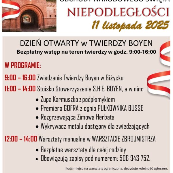 📅 11.11.2025📍 Twierdza Boyen Giżycko11 listopada w Twierdzy Boyen