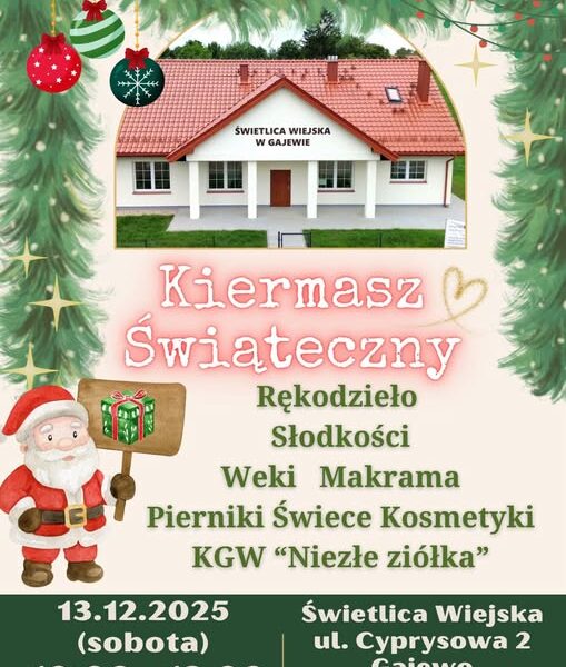 Kiermasz Świąteczny w Gajewie – rękodzieło, słodkości i lokalne wyroby
