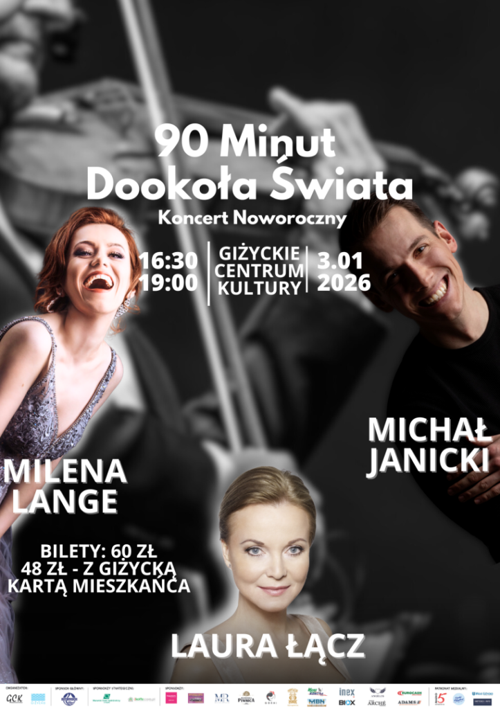 📅 03.01.2026📍 Giżyckie Centrum KulturyKoncert „90 minut dookoła świata” w Giżycku – muzyczna podróż przez kultury świata