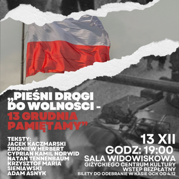 Monodram muzyczny Wojciecha Straszyńskiego w Giżycku – poruszające wydarzenie w GCK📅 13.12.2025📍 Giżyckie Centrum Kultury