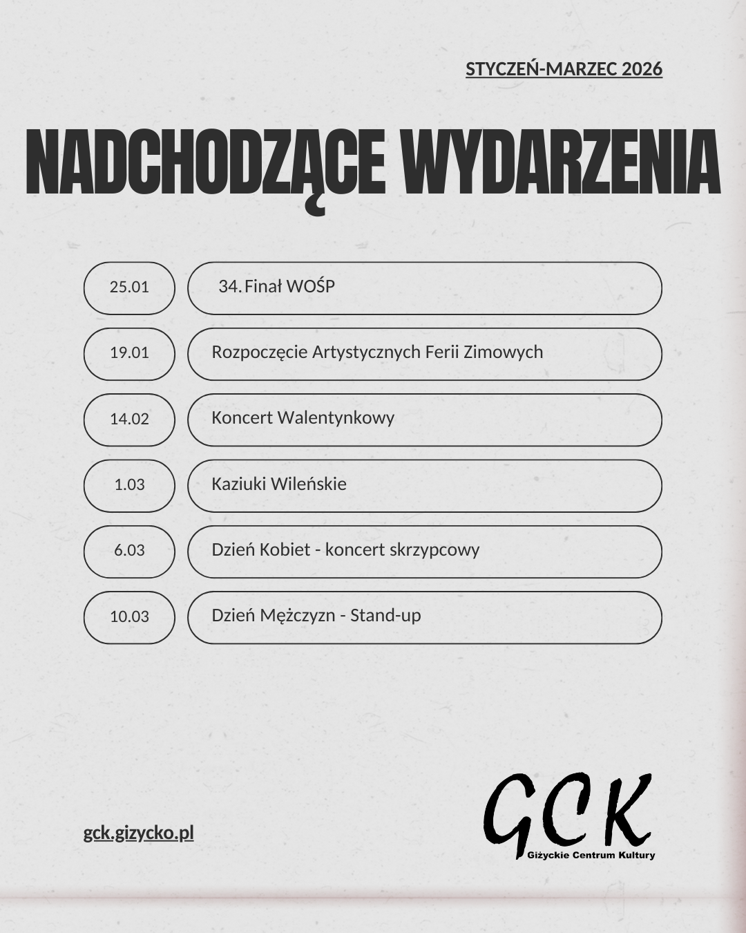 Koncerty, festiwale i teatr. Tak wygląda 2026 rok z Giżyckim Centrum Kultury