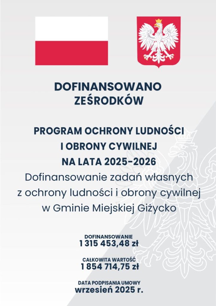 Giżycko realizuje program OLiOC. Ponad 1,85 mln zł na sprzęt i szkolenia w ramach ochrony ludności i obrony cywilnej