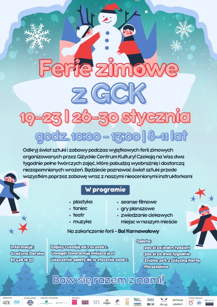 Szukasz pomysłu na ferie zimowe w Giżycku? GCK ma gotową odpowiedź