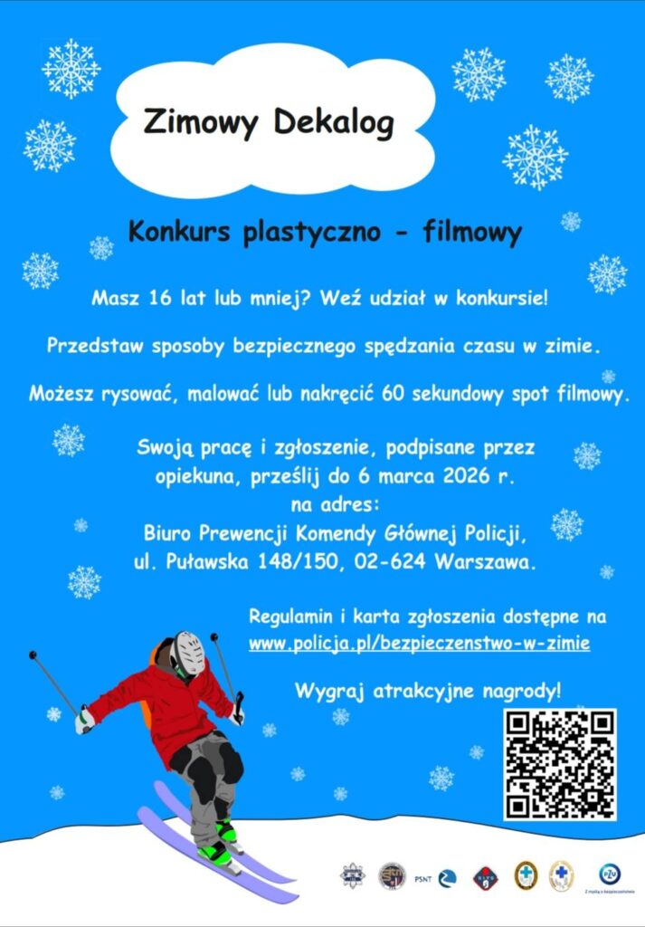 Konkurs „Zimowy Dekalog” dla dzieci i młodzieży. Policyjna inicjatywa promująca bezpieczną zimę