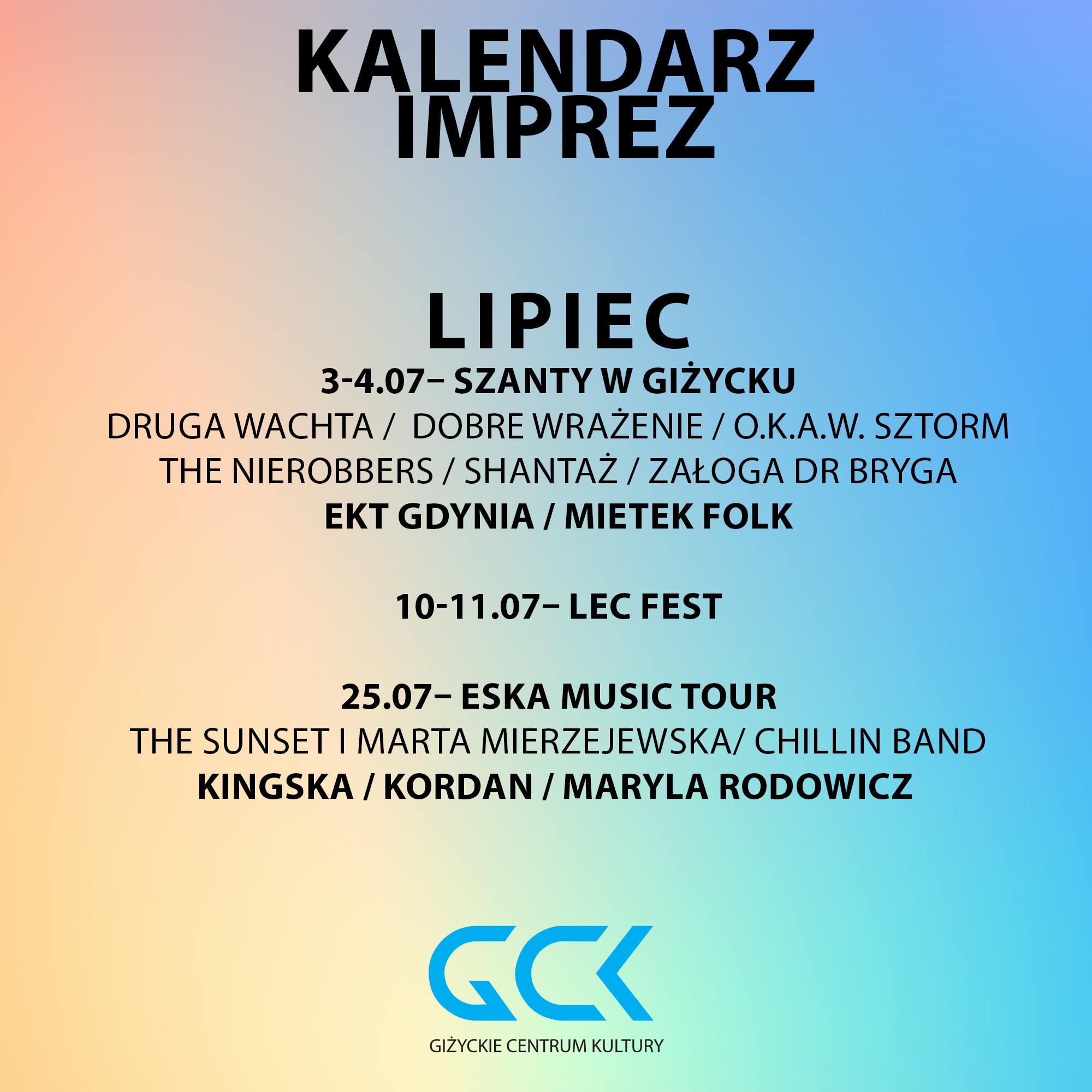 Koncerty, festiwale i teatr. Tak wygląda 2026 rok z Giżyckim Centrum Kultury