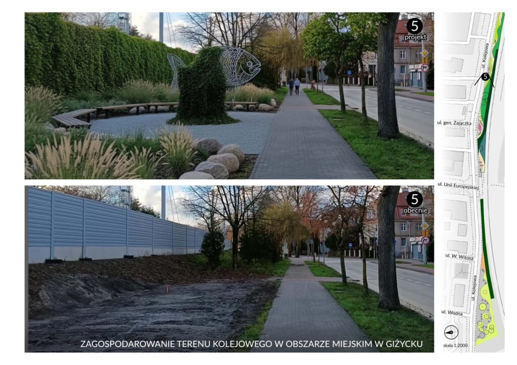 Co dalej z terenami przy torach w Giżycku? Miasto pokazuje pierwszy kierunek zmian i koncepcję parku linearnego