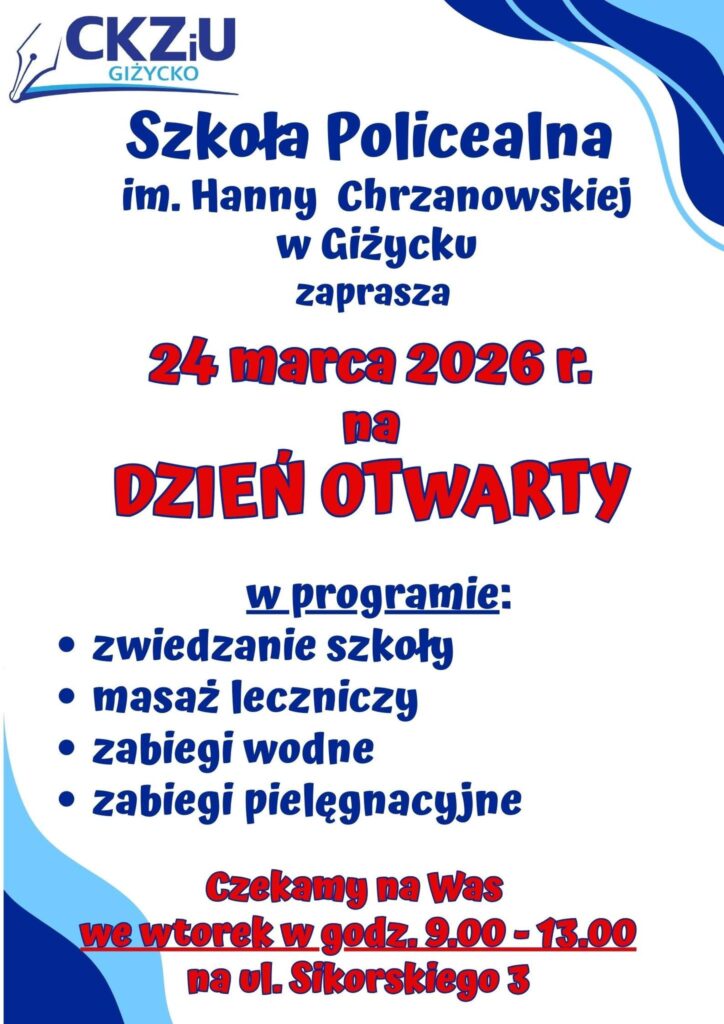 📅 24.03.2026📍 Szkoła policealna im Hanny Chrzanowskiej w GiżyckuDzień Otwarty Szkoły Policealnej w Giżycku już 24 marca
