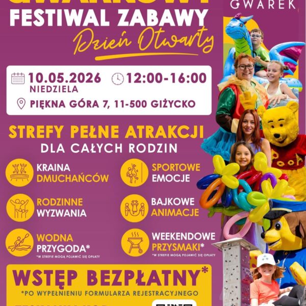 Gwarkowy Festiwal Zabawy w Giżycku. Dzień Otwarty w Gwarku pełen atrakcji dla rodzin