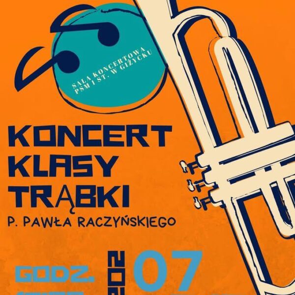 Koncert klasy trąbki Pawła Raczyńskiego w Giżycku. Występ w sali koncertowej PSM