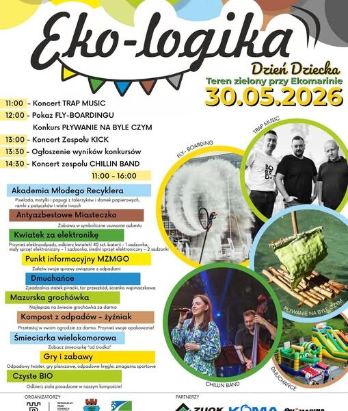 XVII Mazurski Festyn Ekologiczny Eko-Logika i Dzień Dziecka w Rynie. Ekologia, atrakcje i zabawa nad jeziorem Ryńskim