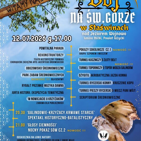 Bój na Świętej Górze w Staświnach. Widowiskowe wydarzenie historyczne nad jeziorem Wojnowo