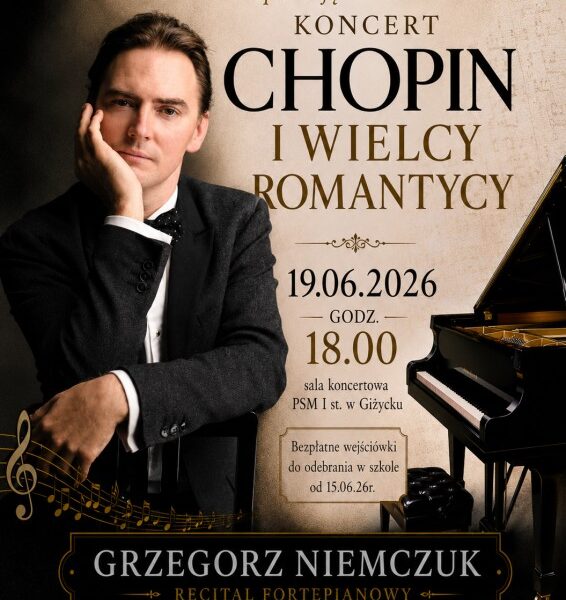 Koncert fortepianowy „Chopin i wielcy romantycy” w Giżycku. Grzegorz Niemczuk wystąpi w Państwowej Szkole Muzycznej