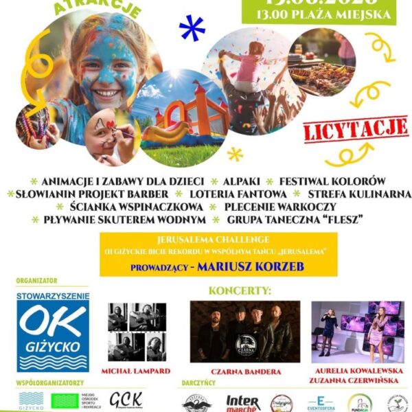 V Rodzinny Piknik Charytatywny z OK Giżycko. Pomoc dla Antka i atrakcje na Plaży Miejskiej