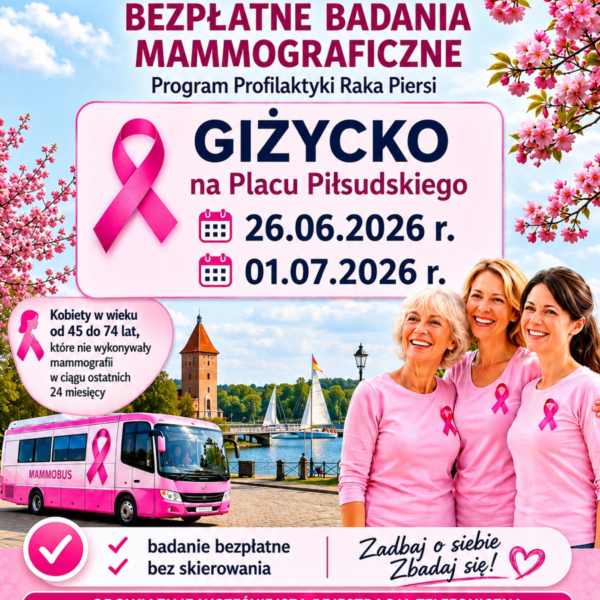 Bezpłatne badania mammograficzne w Giżycku. Mammobus stanie na Placu Piłsudskiego