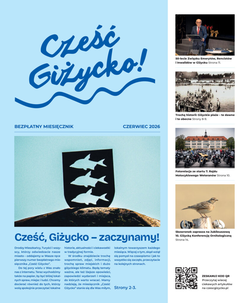 Okładka pierwszego numeru miesięcznika Cześć Giżycko - czerwiec 2026