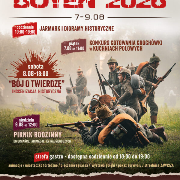 Oficjalny plakat Operacji Boyen 2026 z programem 7–9 sierpnia, partnerami i patronami