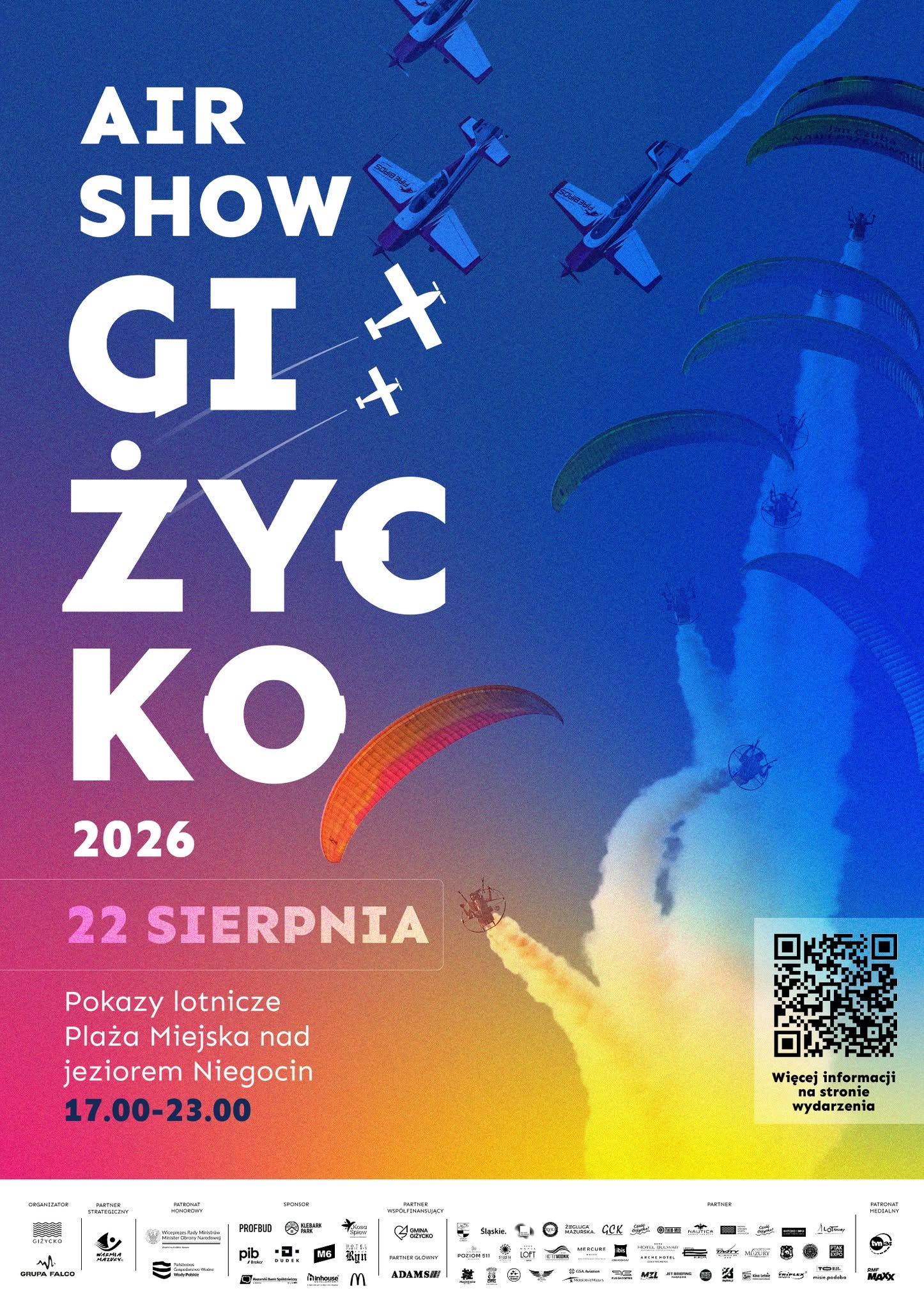 Giżycko AirShow 2026 – 22 sierpnia, godziny 17:00–23:00
