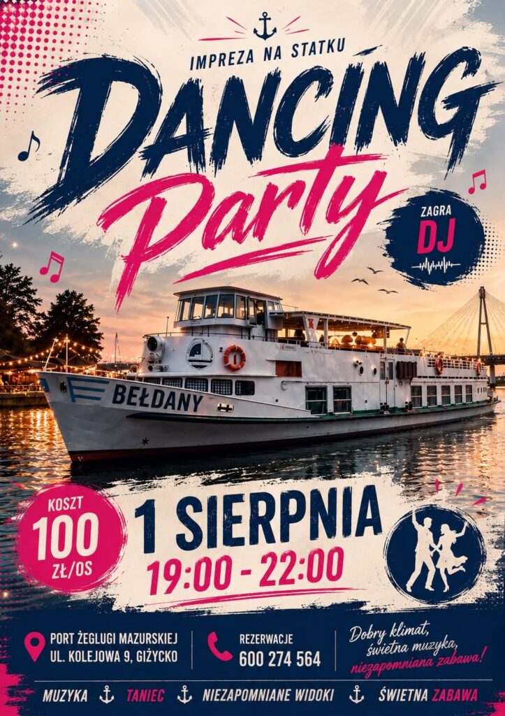 Dancing Party na statku Bełdany w Giżycku 1 sierpnia 2026