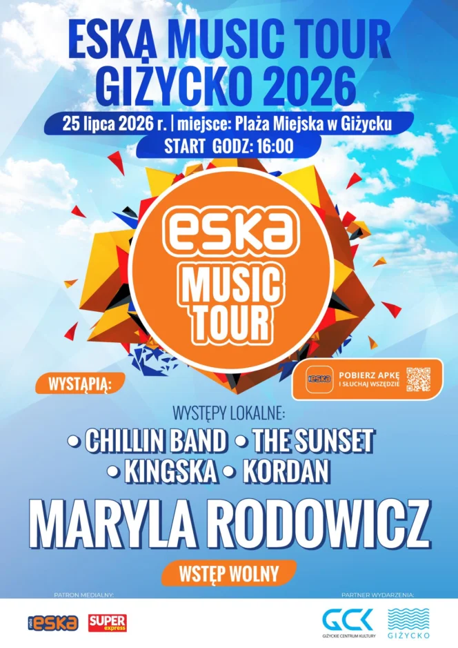 Plakat wydarzenia ESKA Music Tour Giżycko 2026 z Marylą Rodowicz