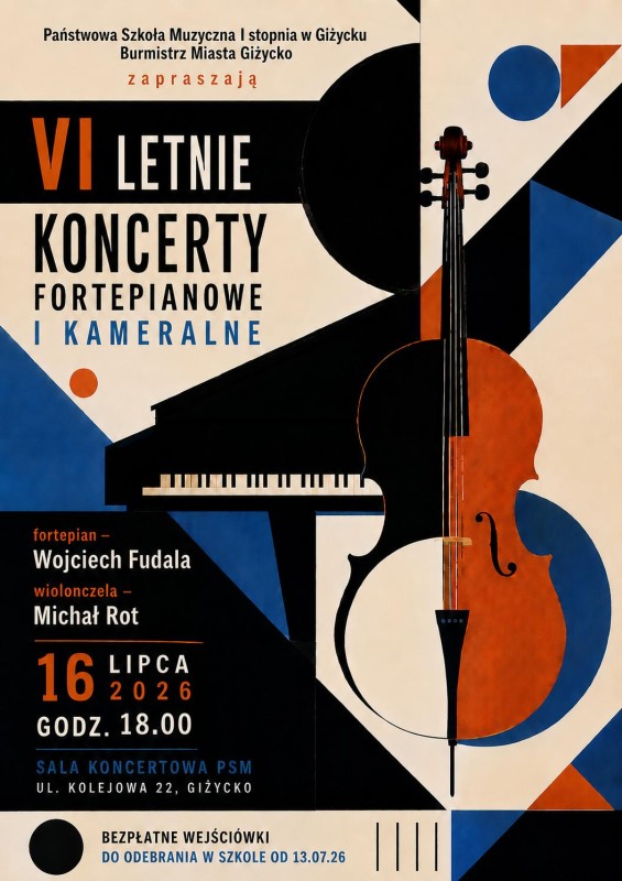 Oficjalna grafika VI Letnich Koncertów Fortepianowych i Kameralnych w Giżycku