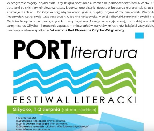 Oficjalna grafika festiwalu Port Literatura w Giżycku