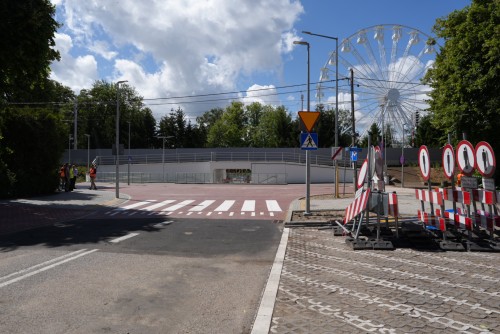 Skrzyżowanie ulic Kolejowej i Unii Europejskiej w Giżycku po otwarciu dla ruchu