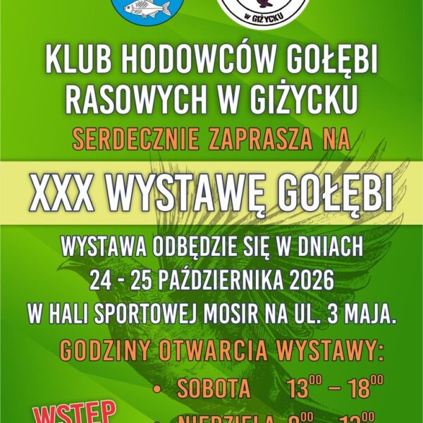 XXX Wystawa Gołębi Rasowych w hali MOSiR w Giżycku 2026