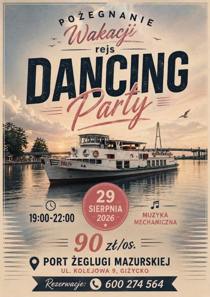 Rejs Dancing Party Giżycko 29 sierpnia 2026, plakat wydarzenia