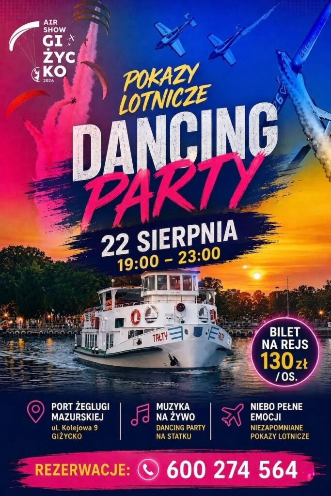Dancing Party podczas pokazów lotniczych w Giżycku 22 sierpnia 2026