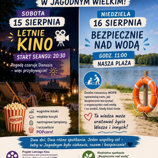 Plakat wydarzenia Weekend pełen wrażeń w Jagodnem Wielkim, 15 i 16 sierpnia 2026