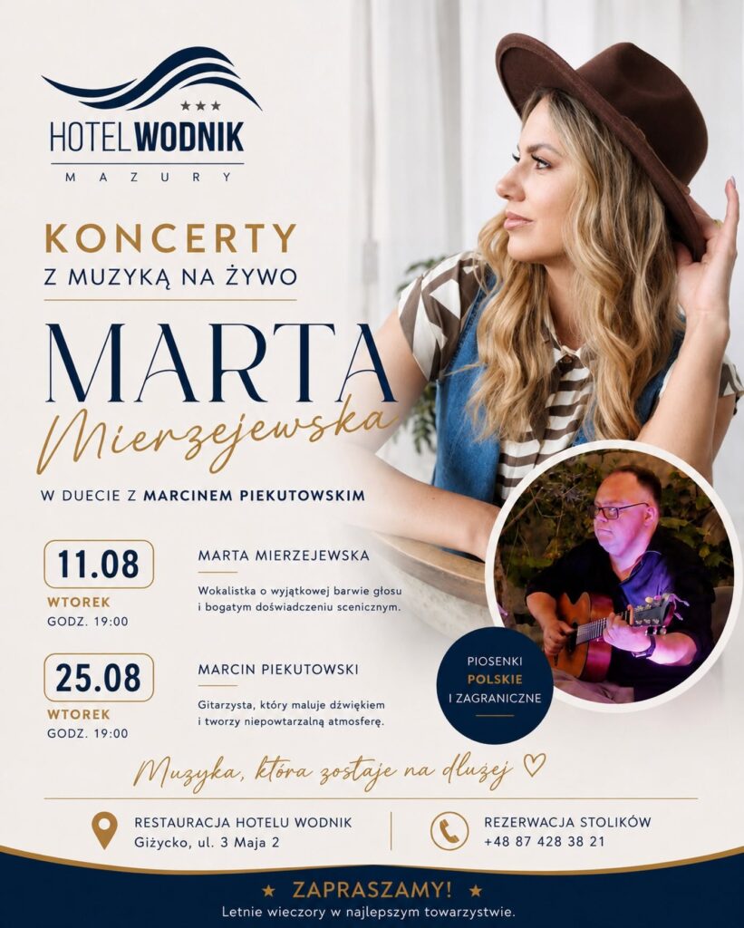 Marta Mierzejewska i Marcin Piekutowski, koncert w Hotelu Wodnik w Giżycku