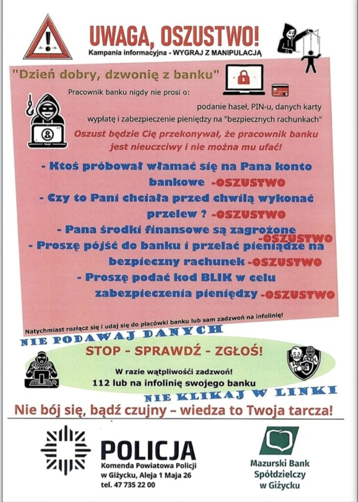 Ostrzeżenie dla seniorów przed oszustwami telefonicznymi w Giżycku