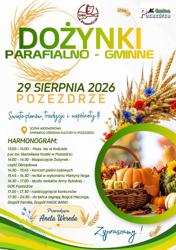 Program Dożynek Parafialno-Gminnych w Pozezdrzu 2026