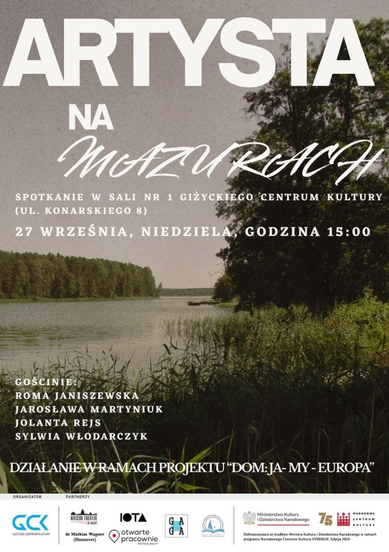 Artysta na Mazurach, spotkanie w GCK 27 września 2026 roku