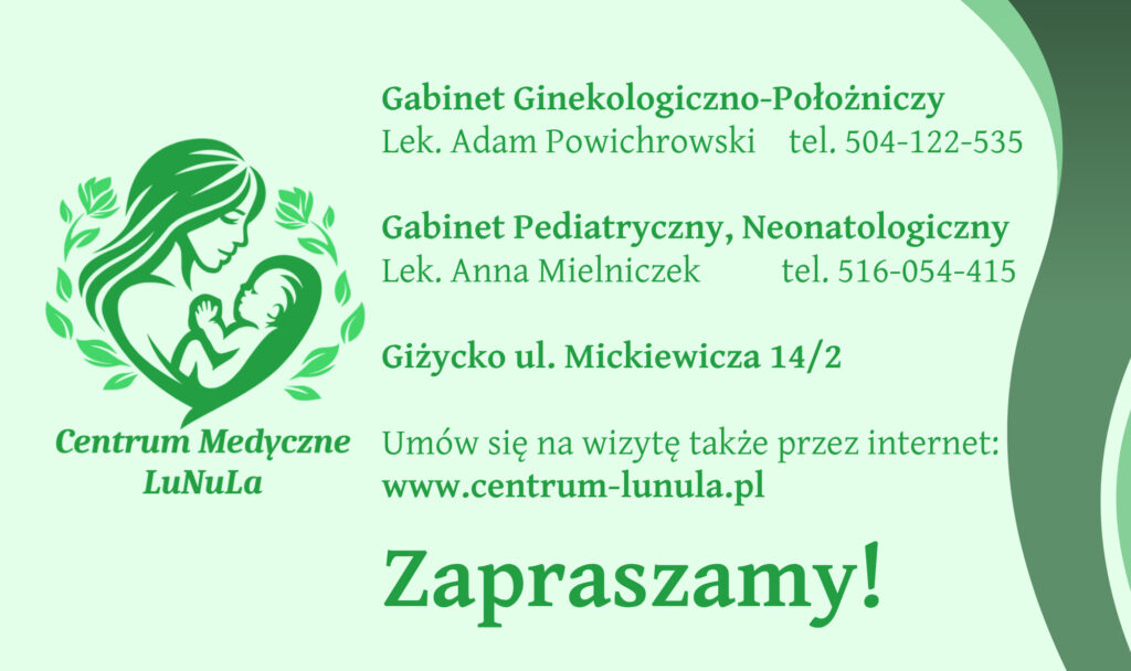 Reklama gabinetów Centrum Medycznego LuNuLa w miesięczniku Cześć Giżycko