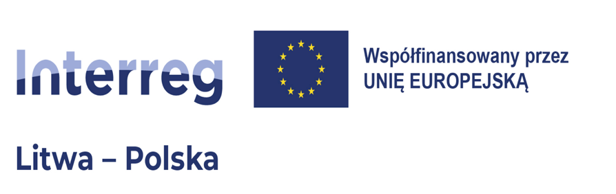 Logo programu Interreg VI-A Litwa-Polska 2021-2027 z informacją o współfinansowaniu przez Unię Europejską