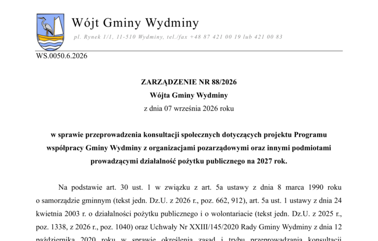 NGO z Wydmin i Kruklanek mogą zgłosić uwagi do programów na 2027 rok