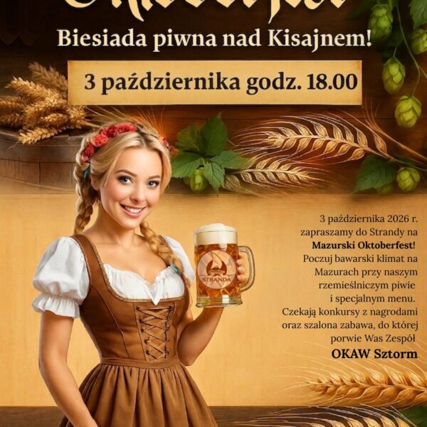 Plakat Mazurskiego Oktoberfestu w Strandzie 3 października 2026 roku