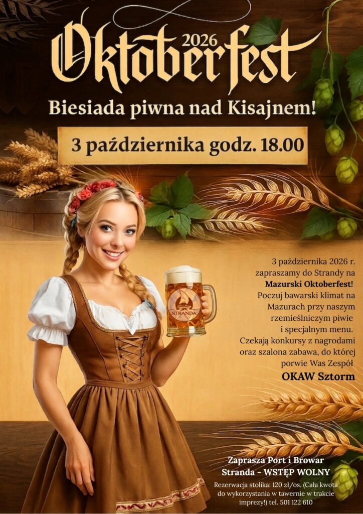 Plakat Mazurskiego Oktoberfestu w Strandzie 3 października 2026 roku