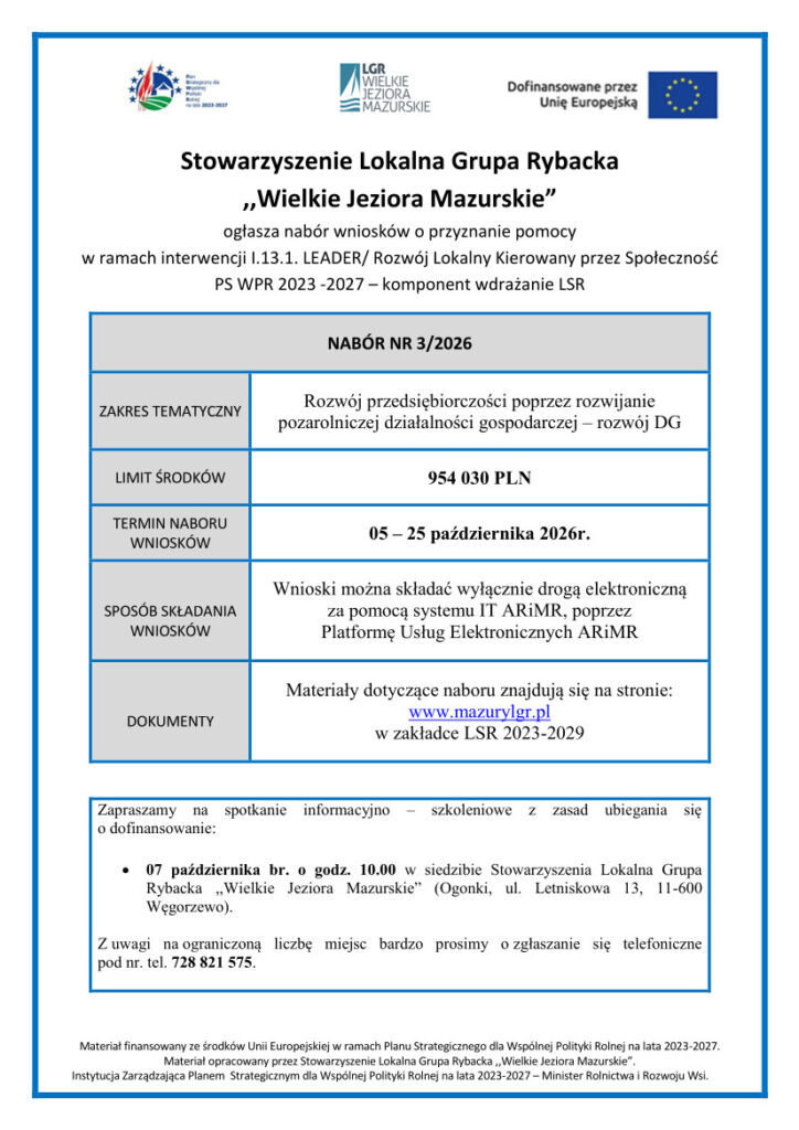 Plakat naboru na rozwój firm z limitem 954 030 zł