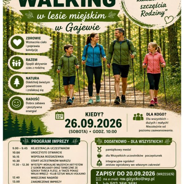 Plakat Nordic Walking w Gajewie 26 września 2026