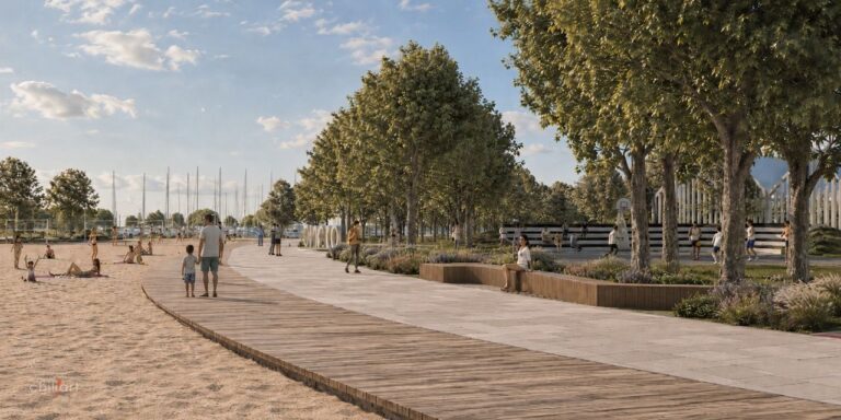 Wizualizacja promenady przy piaszczystej Plaży Miejskiej w Giżycku