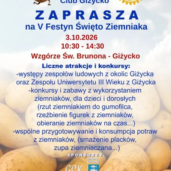 V Festyn Święto Ziemniaka w Giżycku, 3 października 2026, godz. 10:30-14:30