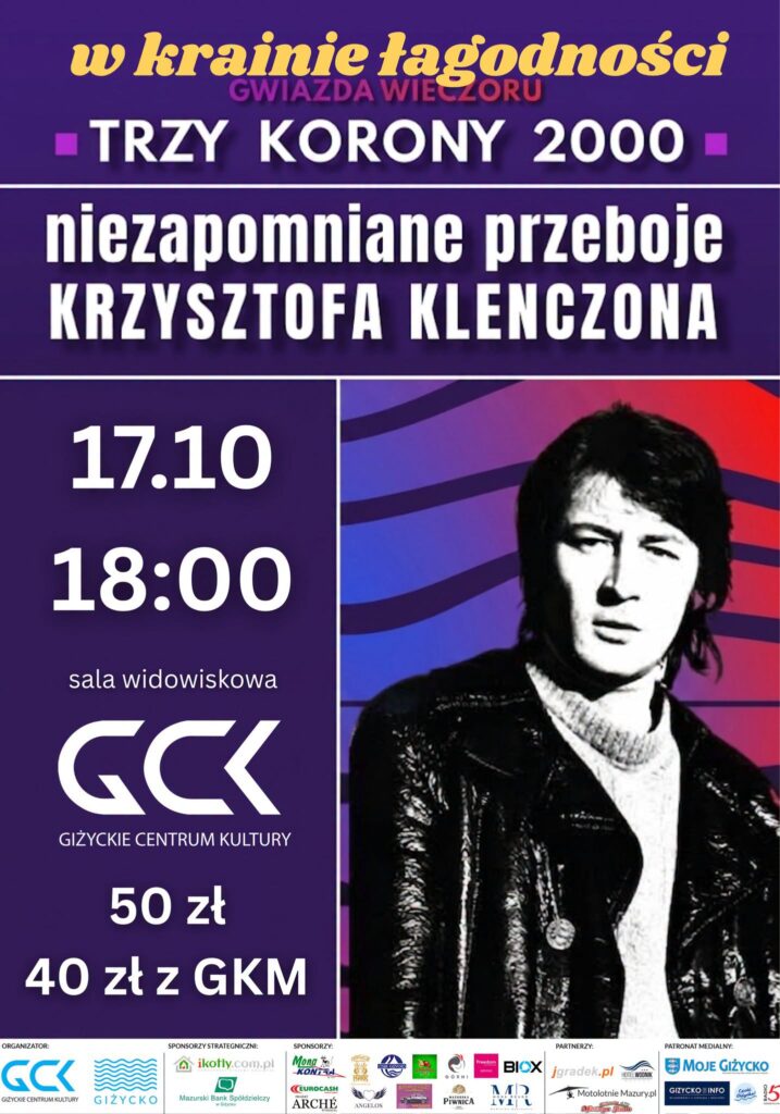 Plakat koncertu Trzy Korony 2000 w GCK 17 października 2026 roku