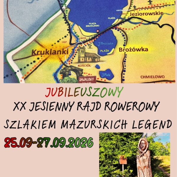 Oficjalna grafika XX Rajdu Rowerowego Szlakiem Mazurskich Legend 2026