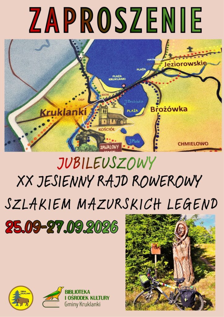 Oficjalna grafika XX Rajdu Rowerowego Szlakiem Mazurskich Legend 2026