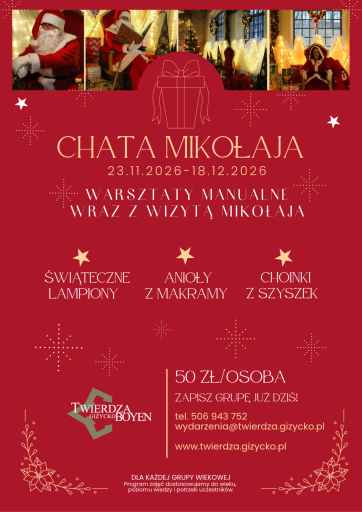 Plakat Chaty Mikołaja 2026 w Twierdzy Boyen
