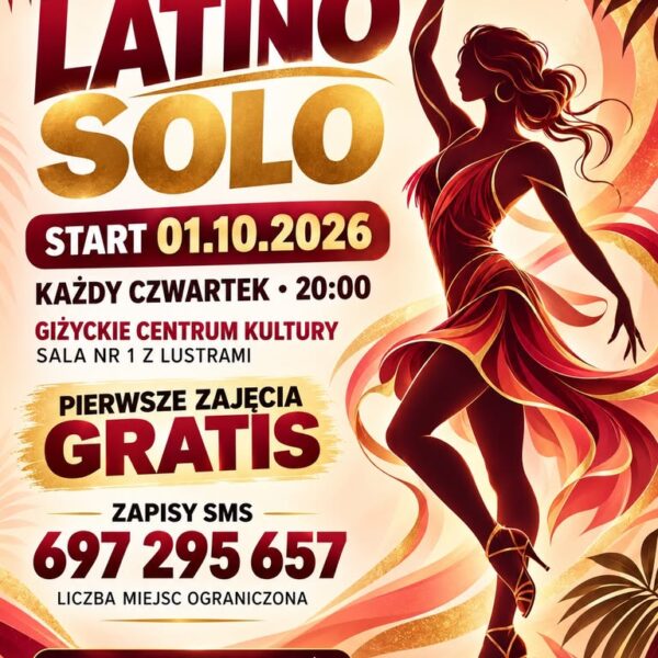 Plakat zajęć Latino Solo w Giżyckim Centrum Kultury